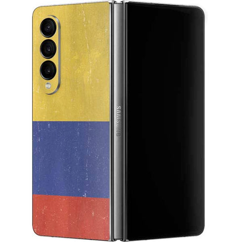 Colombia Flag Distressed Galaxy Z Fold4 5G Skin